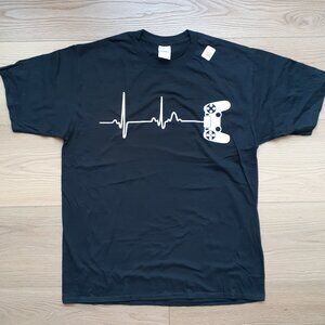 Game Controller Heartbeat - New Large Black T-Shirt